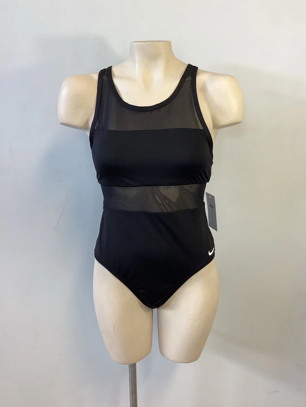 Nike Black Mesh-Panel Women's One-Piece Swimsuit